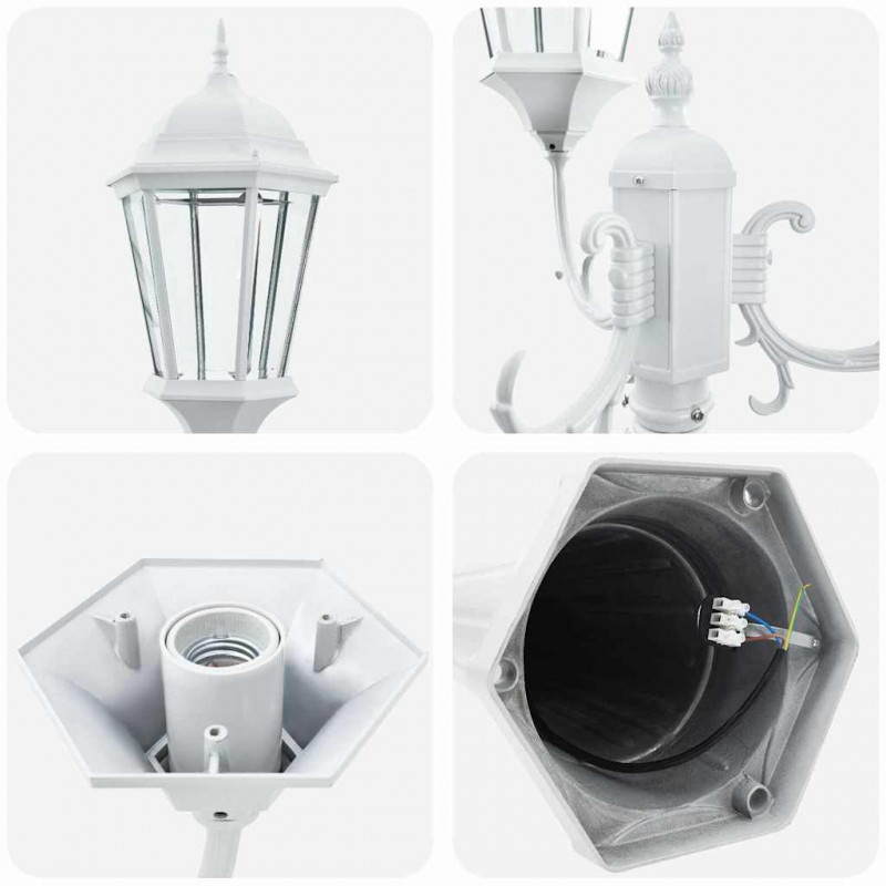 Lampa ogrodowa Biały 61 x 53 x 235 cm Aluminium i szkło
