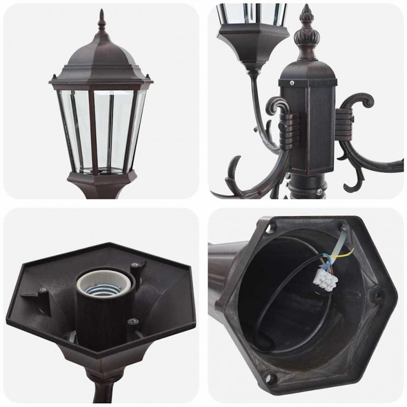 Lampa ogrodowa kolor bronzu 61 x 53 x 235 cm Aluminium i szkło