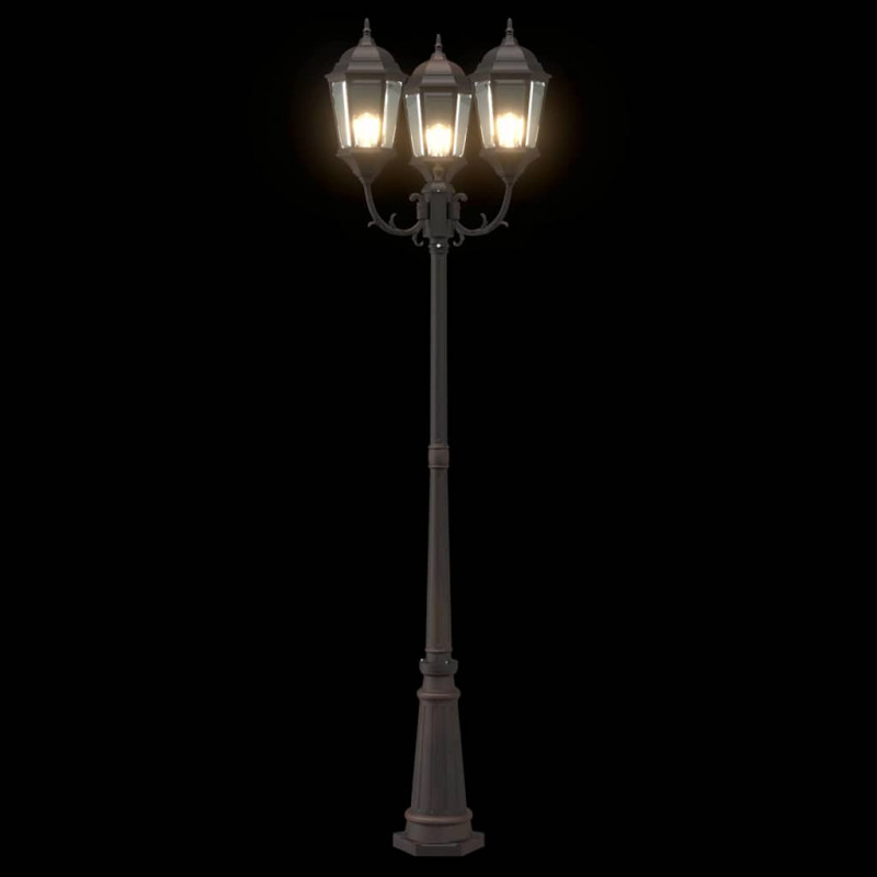 Lampa ogrodowa kolor bronzu 61 x 53 x 235 cm Aluminium i szkło