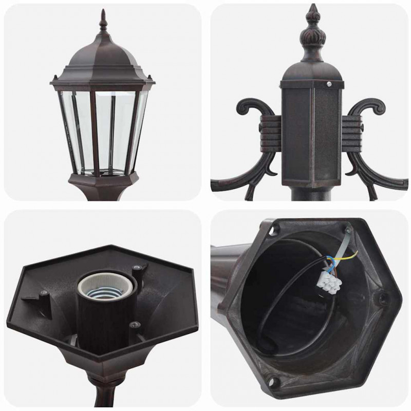 Lampa ogrodowa kolor bronzu 68 x 20 x 235 cm Aluminium i szkło