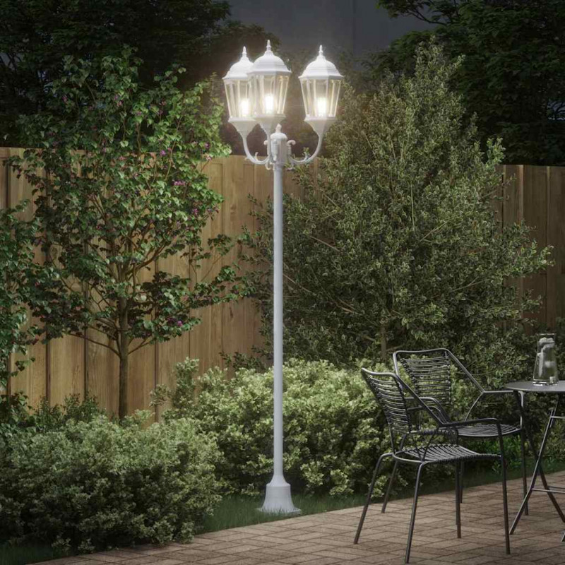 Lampa ogrodowa Biały 57 x 49 x 241 cm Aluminium i szkło