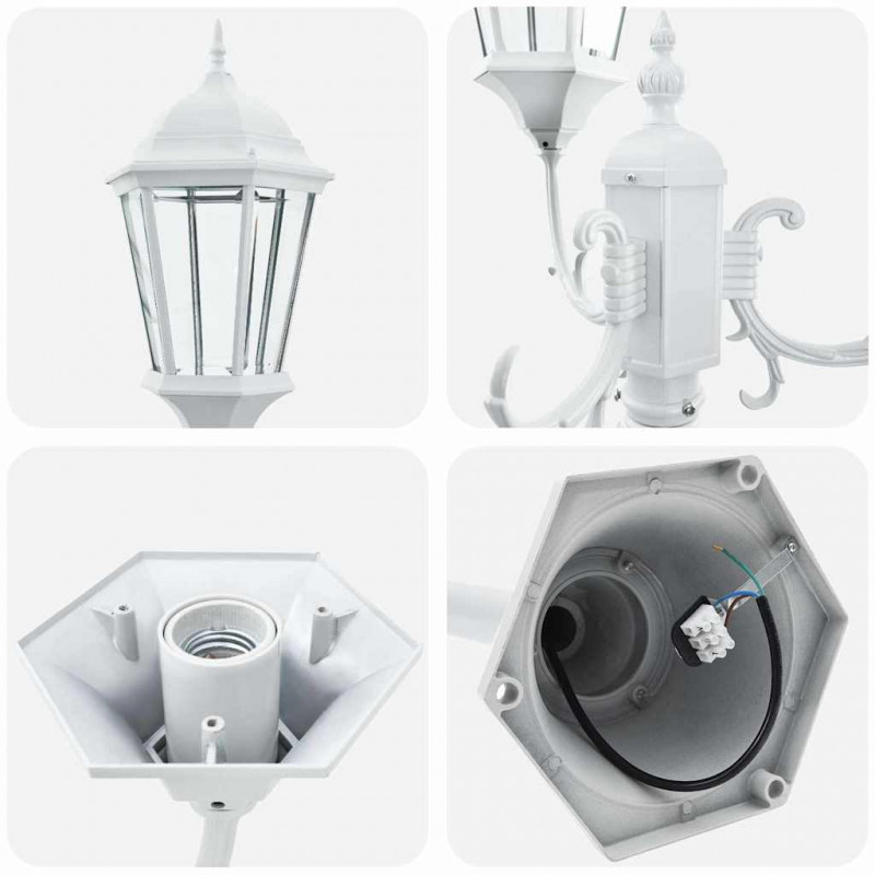 Lampa ogrodowa Biały 57 x 49 x 241 cm Aluminium i szkło