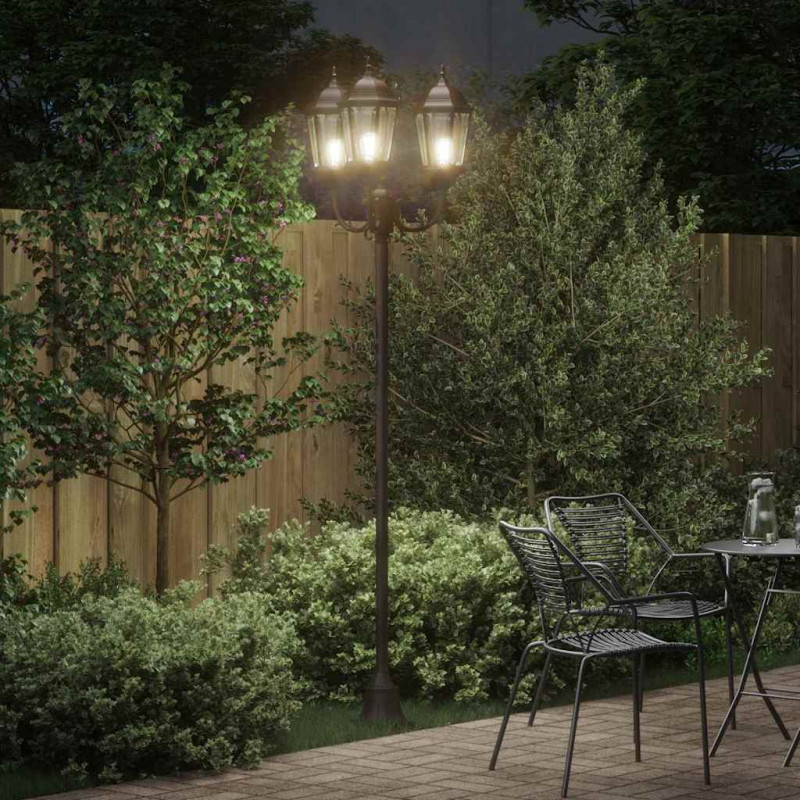 Lampa ogrodowa kolor bronzu 57 x 49 x 241 cm Aluminium i szkło