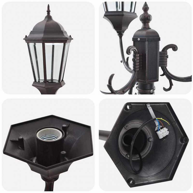Lampa ogrodowa kolor bronzu 57 x 49 x 241 cm Aluminium i szkło