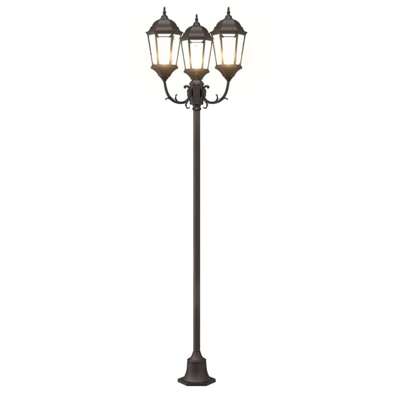 Lampa ogrodowa kolor bronzu 57 x 49 x 241 cm Aluminium i szkło