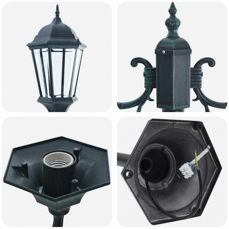 Lampa ogrodowa Vintage szczotkowana zieleń 68 x 20 x 235 cm