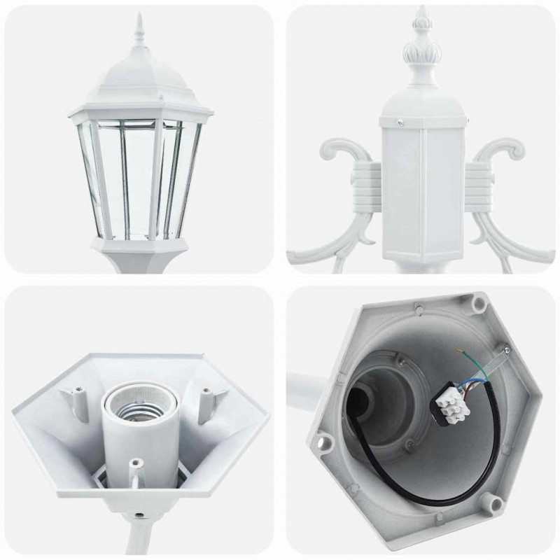 Lampa ogrodowa Biały 68 x 20 x 235 cm Aluminium i szkło