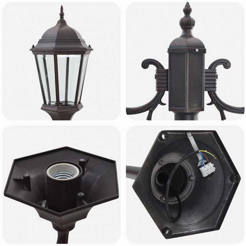 Lampa ogrodowa kolor bronzu 68 x 20 x 235 cm Aluminium i szkło