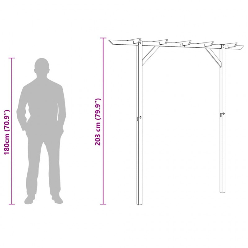 Pergola ogrodowa, 205 x 40 x 203 cm, drewno