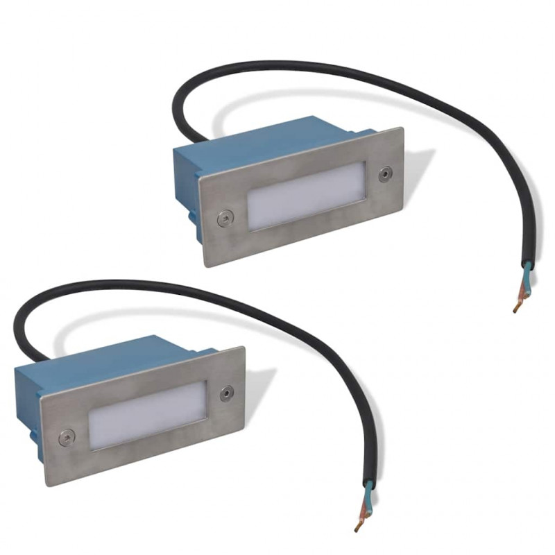 Wpuszczane lampki schodowe LED, 2 sztuki, 44x111x56 mm