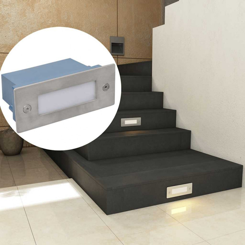 Wpuszczane lampki schodowe LED, 2 sztuki, 44x111x56 mm