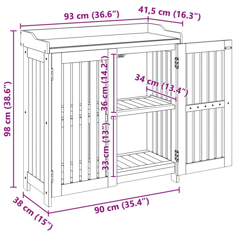 Szafka ogrodowa Naturalny 93 x 41,5 x 98 cm Lite Drewno Akacji