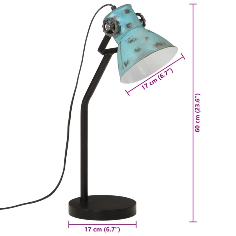 Lampa stołowa, 25 W, postarzany niebieski, 17x17x60 cm, E27