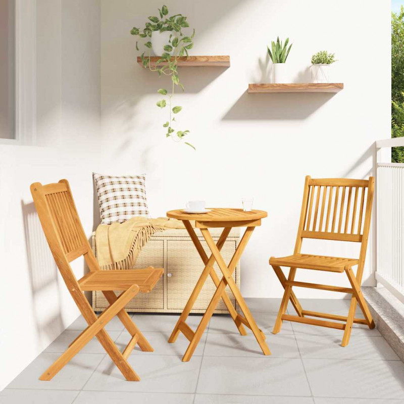 Zestaw Bistro Ogrodowego 3 pcs Brązowy Lite Drewno Akacji