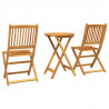Zestaw Bistro Ogrodowego 3 pcs Brązowy Lite Drewno Akacji