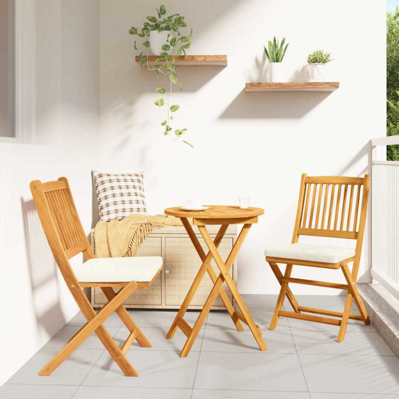 Zestaw Bistro Ogrodowego 3 pcs Brązowy Lite Drewno Akacji