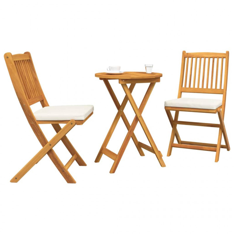 Zestaw Bistro Ogrodowego 3 pcs Brązowy Lite Drewno Akacji