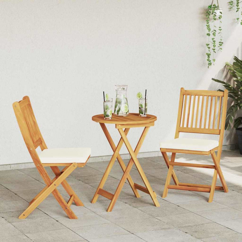 Zestaw Bistro Ogrodowego 3 pcs Brązowy Lite Drewno Akacji