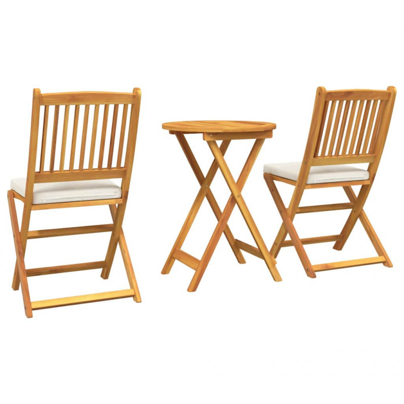 Zestaw Bistro Ogrodowego 3 pcs Brązowy Lite Drewno Akacji