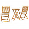 Zestaw Bistro Ogrodowego 3 pcs Brązowy Lite Drewno Akacji