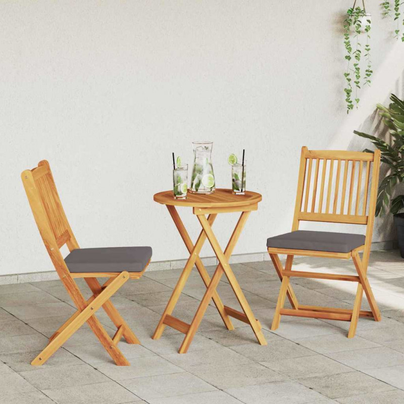Zestaw Bistro Ogrodowego 3 pcs Brązowy Lite Drewno Akacji