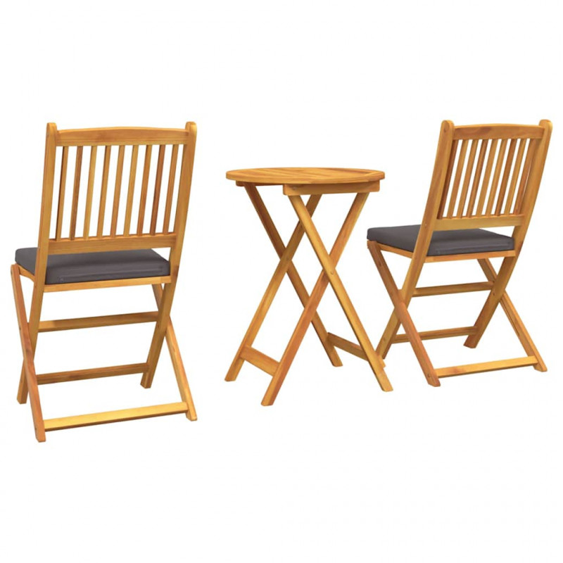 Zestaw Bistro Ogrodowego 3 pcs Brązowy Lite Drewno Akacji