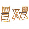 Zestaw Bistro Ogrodowego 3 pcs Brązowy Lite Drewno Akacji