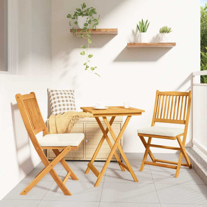 Zestaw Bistro Ogrodowego 3 pcs Brązowy Lite Drewno Akacji