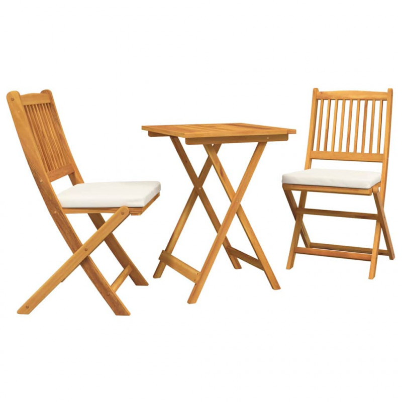 Zestaw Bistro Ogrodowego 3 pcs Brązowy Lite Drewno Akacji