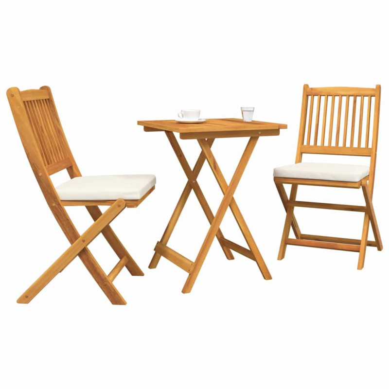 Zestaw Bistro Ogrodowego 3 pcs Brązowy Lite Drewno Akacji