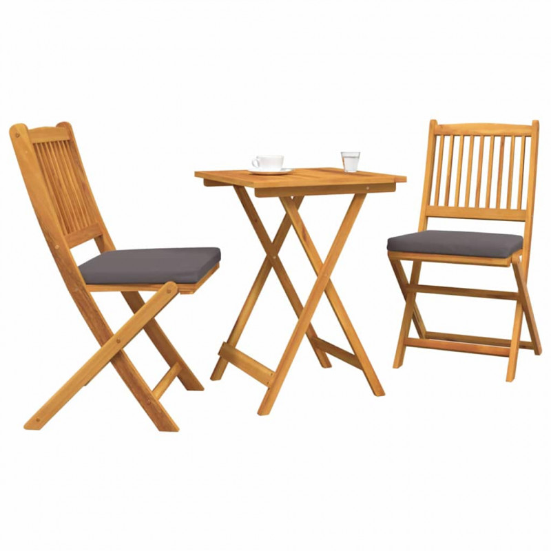 Zestaw Bistro Ogrodowego 3 pcs Brązowy Lite Drewno Akacji