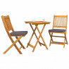 Zestaw Bistro Ogrodowego 3 pcs Brązowy Lite Drewno Akacji