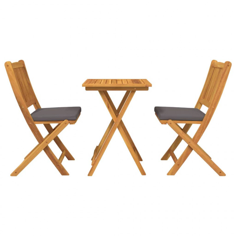 Zestaw Bistro Ogrodowego 3 pcs Brązowy Lite Drewno Akacji