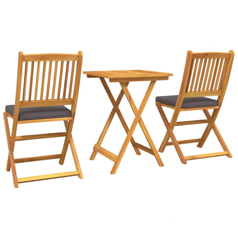 Zestaw Bistro Ogrodowego 3 pcs Brązowy Lite Drewno Akacji