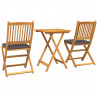Zestaw Bistro Ogrodowego 3 pcs Brązowy Lite Drewno Akacji