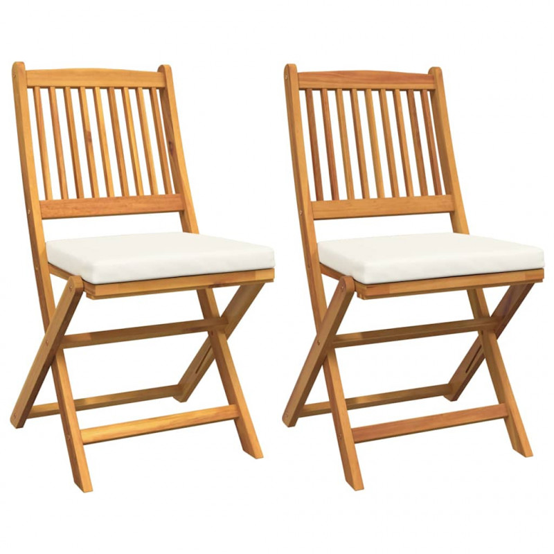 Krzesło składane z poduszką 2 pcs Brązowy Lite drewno akacjowe
