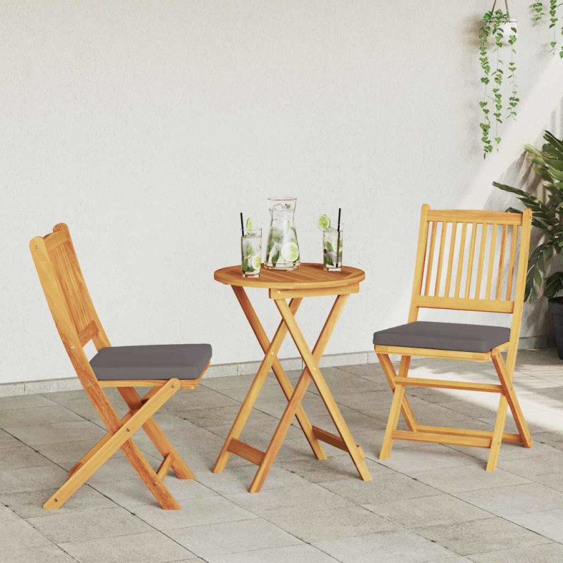 Krzesło składane z poduszką 2 pcs Brązowy Lite drewno akacjowe