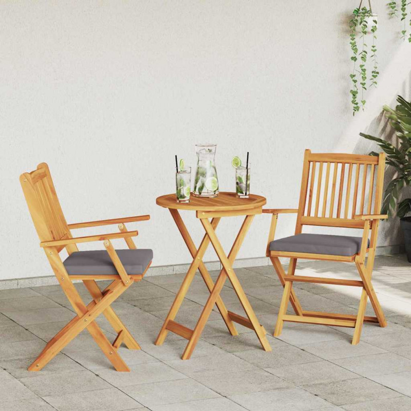 Krzesło składane z poduszką 2 pcs Brązowy Lite drewno akacjowe