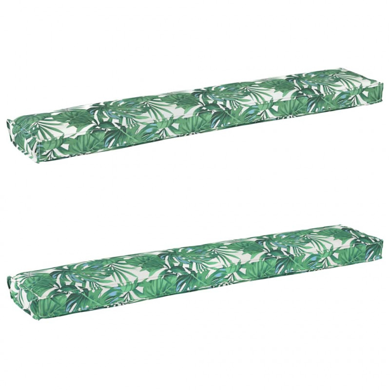 Zestaw poduszek na paletę 2 pcs Wzór liścia 200 x 40 x 8 cm