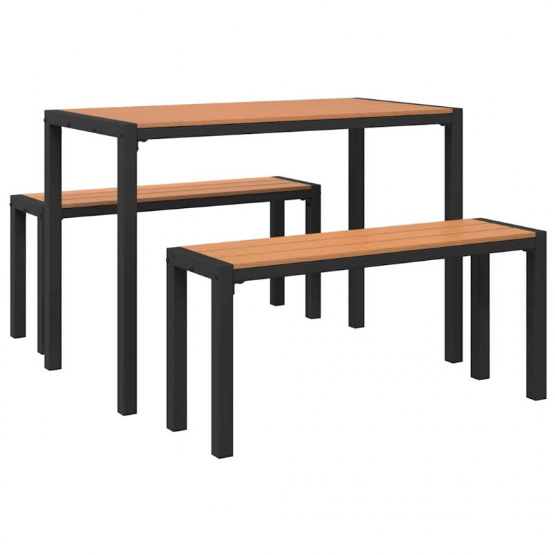 Zestaw do jadalni w ogrodzie 3 pcs Brązowy Stal