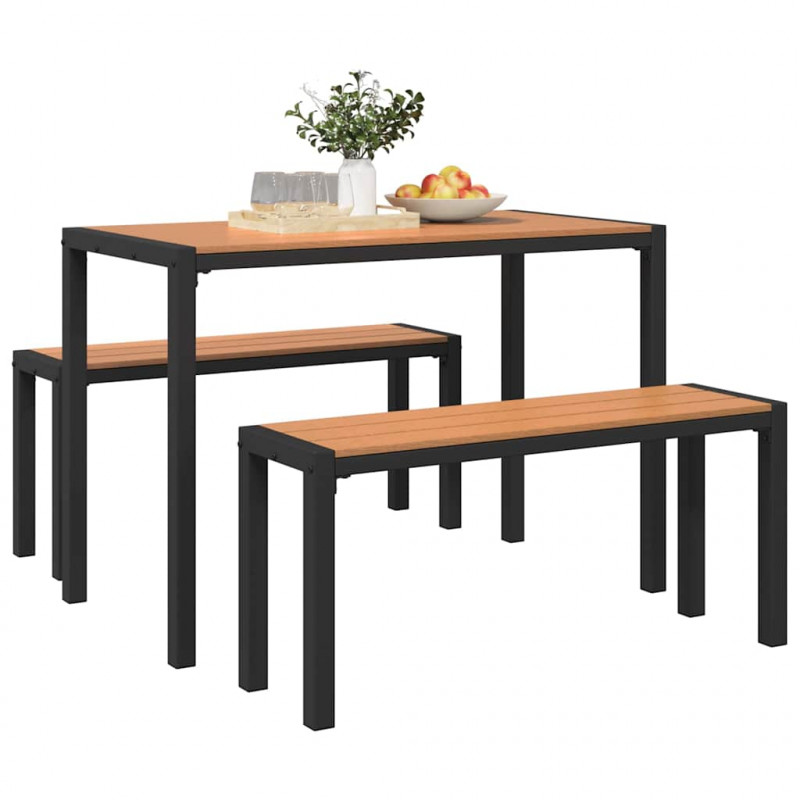 Zestaw do jadalni w ogrodzie 3 pcs Brązowy Stal
