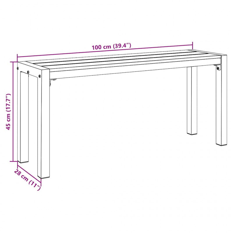 Ławka ogrodowa Czarny 100 x 28 x 45cm Stal
