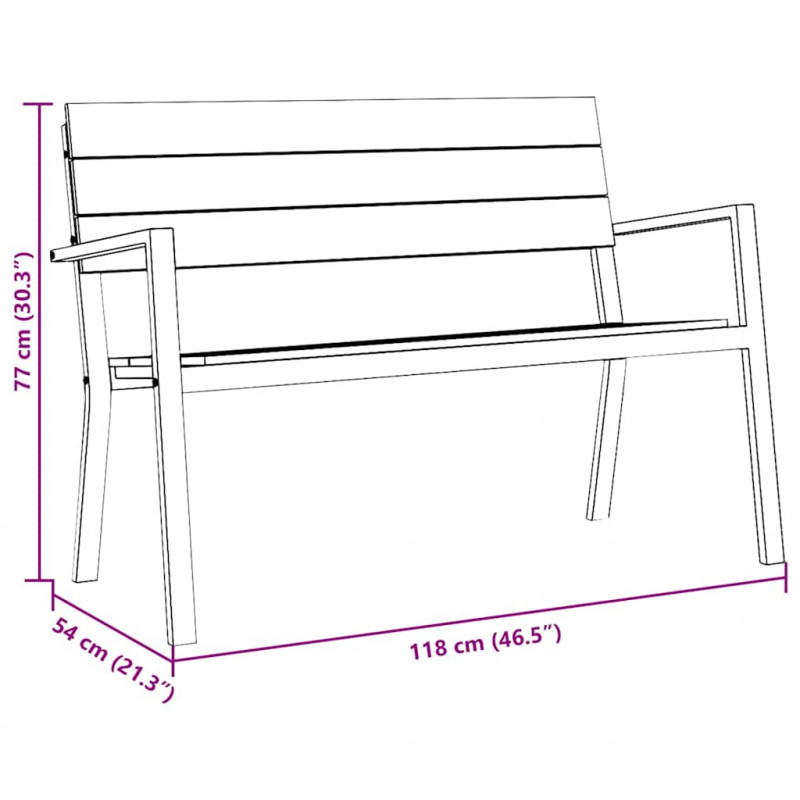 Ławka ogrodowa Czarny 118 x 54 x 77cm Stal