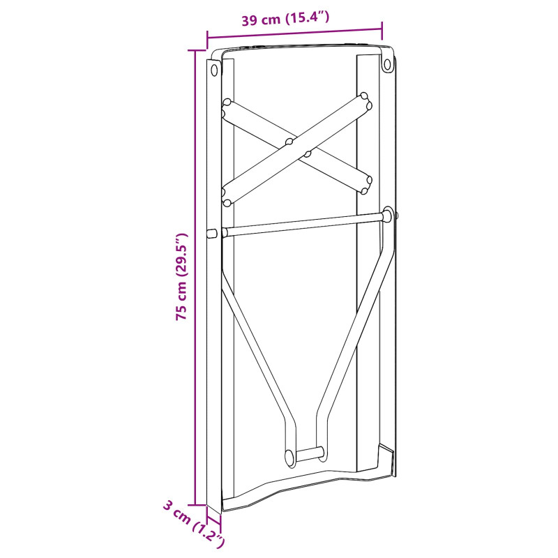 Noga stołu piwnego 2 pcs Czarny 39 x 3 x 75 cm