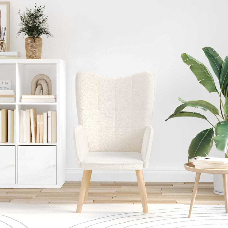 fotel Kremowy 62 x 67 x 95,5 cm Tkanina sherpa