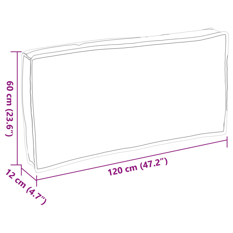 Poduszka Czarny 120 x 60 x 12 cm Materiał Oxford