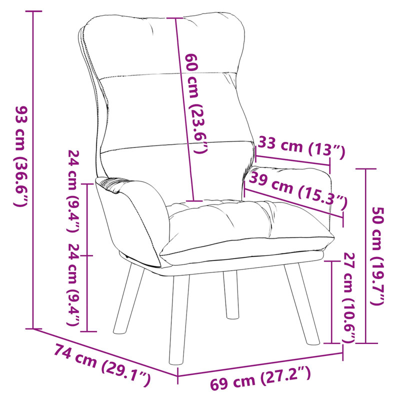 fotel Ciemnoszary 69 x 74 x 93 cm Aksamit