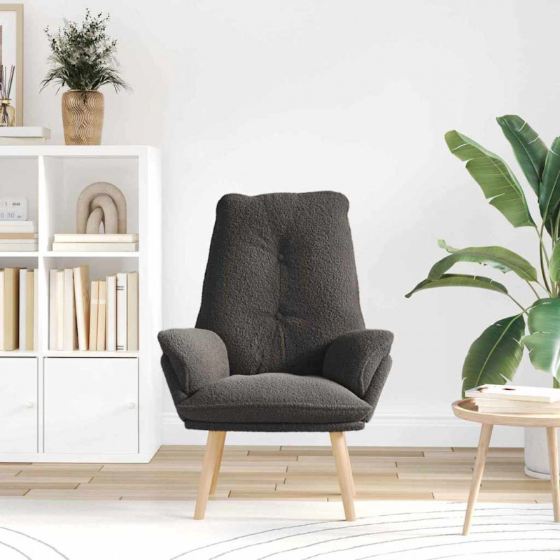 fotel Ciemnoszary 69 x 74 x 93 cm Tkanina sherpa