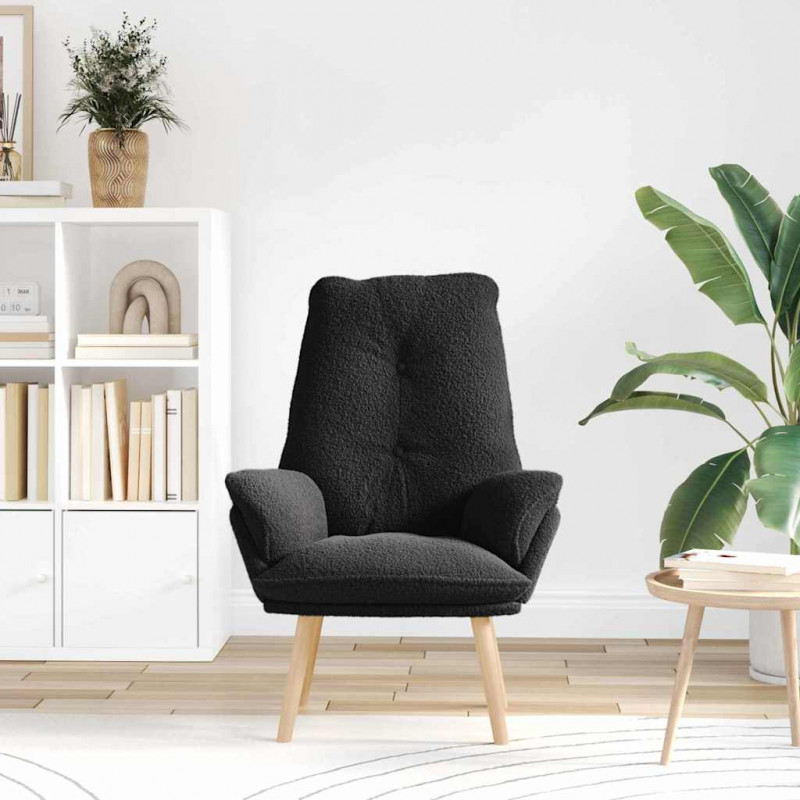 fotel Czarny 69 x 74 x 93 cm Tkanina sherpa