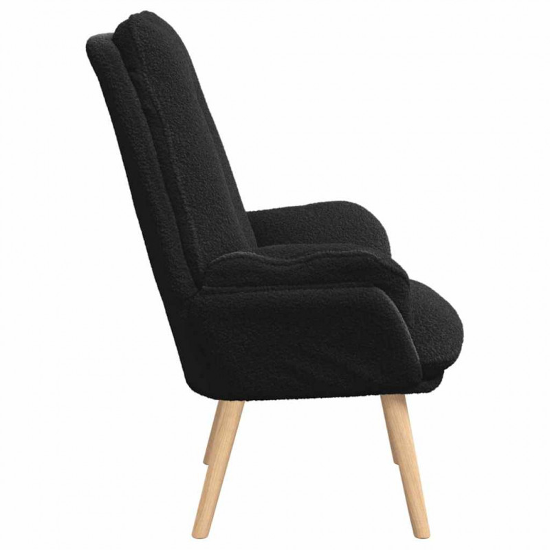 fotel Czarny 69 x 74 x 93 cm Tkanina sherpa